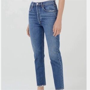 AGOLDE Riley High-Rise Straight Cropped Jeans in Silence Size 25
